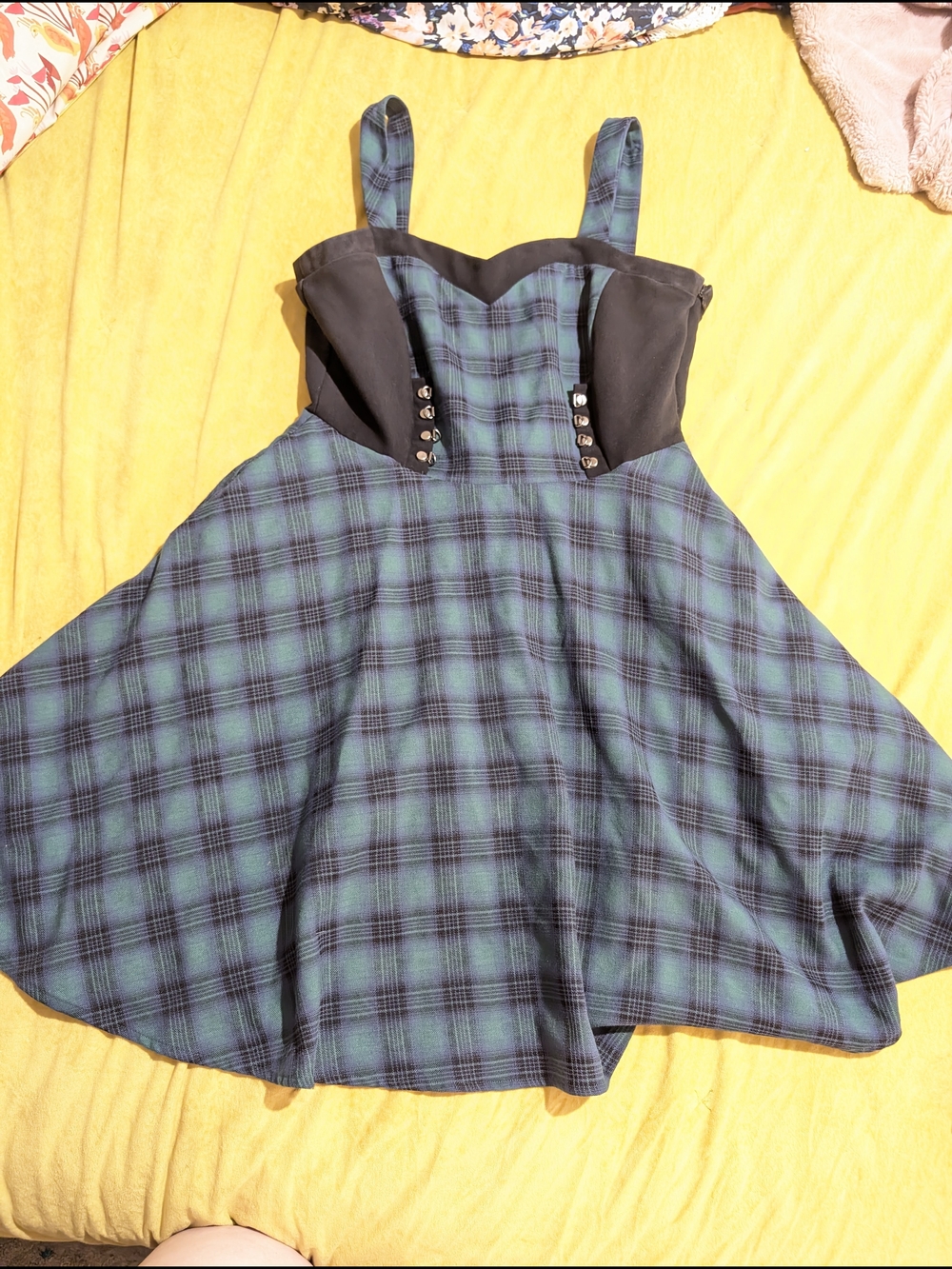 Orchid Bloom Plaid Fit & Flare Dress Pockets Goth Punk Dark Academia US 10